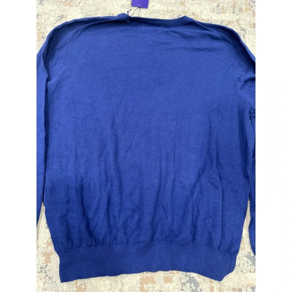 Alan Flusser Mens Blue Cotton Silk Cashmere Crewneck Sweater Medium NWT